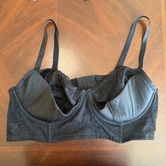 Torrid Black Demi Cup Black Lace Underlay Bra Lightly Lined Size 2 2X - Picture 1 of 5